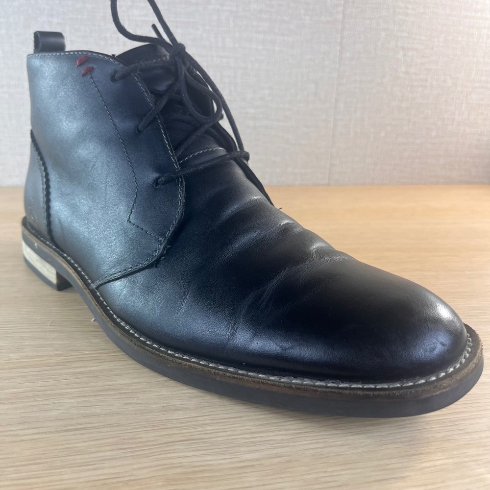 Original Penguin Monty Black Leather Chukka Boots Mens 11 OP100198 Ankle Boots